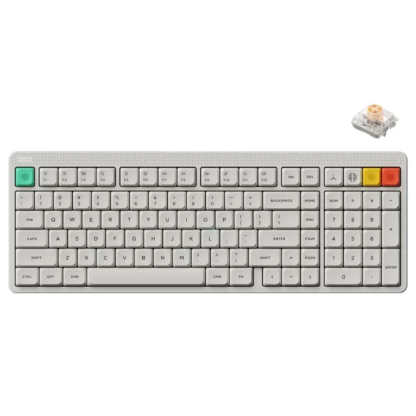 rcyjdrt NuPhy Node100 Full-Size Low-Profile Wireless Mechanical Keyboard Lunar White Blush Nano - Node100(White/Blush Nano)
