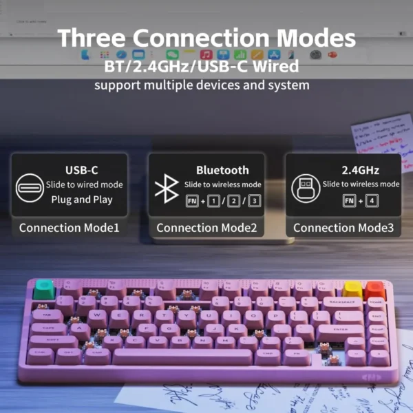 71BQq_HkEiL._AC_SL1500 NuPhy Node75 75% Tri-Mode Wireless Mechanical Keyboard Light Pink Blush Max Switch - Node75(Pink/Blush Max)