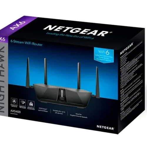 NETGEAR - Nighthawk AX5400 6-Stream Dual-Band WiFi 6 Gigabit Router with Triple-Core Processor & USB 3.0 - RAX50-100EUS