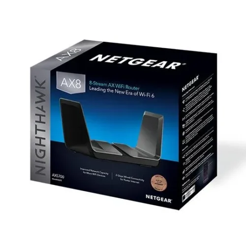 NETGEAR - AX5700 8-Stream Dual-Band WiFi 6 Router with Quad-Core Processor and NETGEAR Armor - RAX75-100SQR