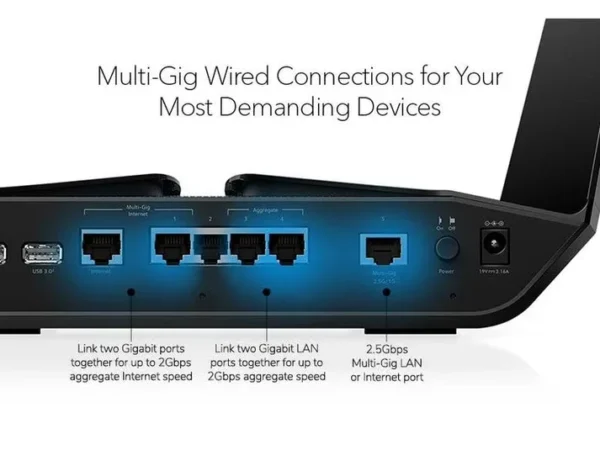 raxe500_779x536_6_AU_tcm159-136963 NETGEAR - AXE11000 Nighthawk Tri-Band WiFi 6E Router with 6GHz Band, 2.5G Port & 1 Year Armor - RAXE500-100APS
