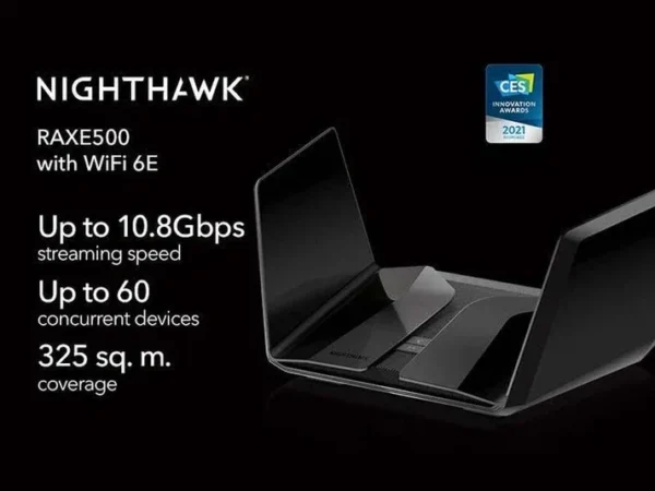 AU-raxe500_779x536_2_tcm159-137800 NETGEAR - AXE11000 Nighthawk Tri-Band WiFi 6E Router with 6GHz Band, 2.5G Port & 1 Year Armor - RAXE500-100APS