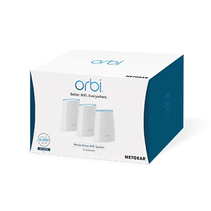 NETGEAR Orbi AC2200 Tri-Band Whole Home Mesh WiFi System Router and 2 Satellites Bundle - RBK43-100UKS