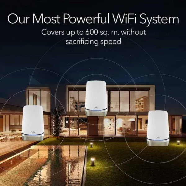 NETGEAR Orbi 960 Series Quad-Band AXE11000 WiFi 6E Mesh Router System 3-Pack White - RBKE963-100APS