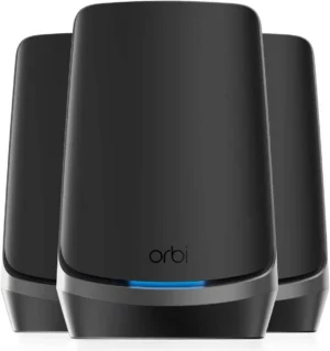 NETGEAR Orbi 960 Series Quad-Band WiFi 6E Mesh System 10.8Gbps (3-Pack, Black) - RBKE963B-100APS