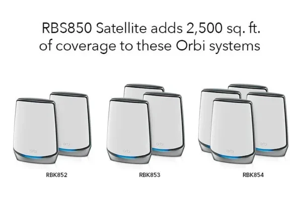 5_c7a43611-0947-4598-b586-199dd5723388 NETGEAR - Orbi AX6000 Tri-Band WiFi 6 Mesh Add-on Satellite, 6Gbps Speeds, 4 Gigabit Ports - RBS850-100EUS