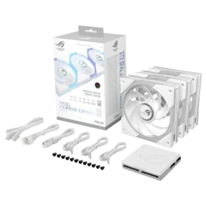 h732 (14) ASUS ROG Eurux GR120 ARGB Reverse Fan Fluid Dynamic Bearing White Triple Pack - ROG EURUX GR120 FAN ARGB REVERSE WHITE 3IN1