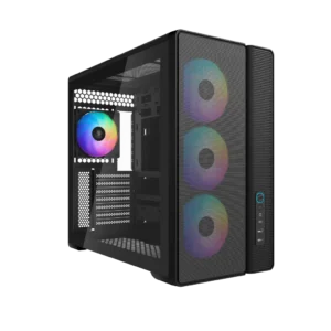 SAMA S50 Dual-Chamber ATX Mid-Tower Gaming PC Case Tempered Glass Black 4x ARGB PWM Fans - S50-BKAGA4X1-GL