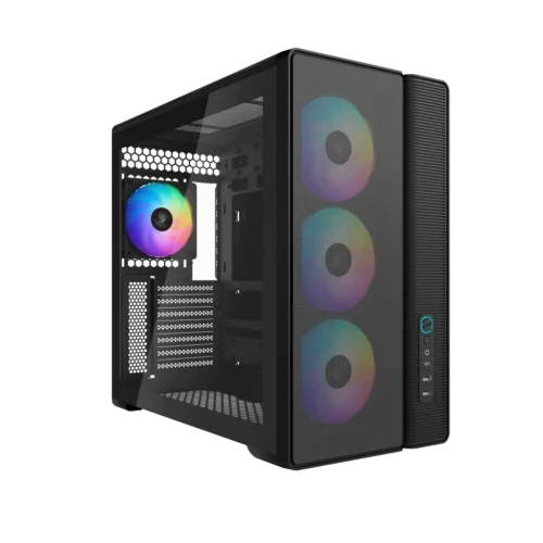 SAMA S50 Dual-Chamber ATX Mid-Tower Gaming PC Case Tempered Glass Black 4x ARGB PWM Fans - S50-BKAGA4X1-GL