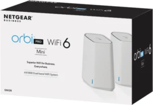 NETGEAR - Orbi Pro WiFi 6 Mini AX1800 Dual-Band Mesh System - Router & Satellite with 4 SSIDs & VLANs - SXK30-100EUS