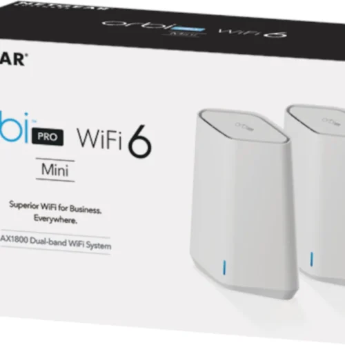 NETGEAR - Orbi Pro WiFi 6 Mini AX1800 Dual-Band Mesh System - Router & Satellite with 4 SSIDs & VLANs - SXK30-100EUS