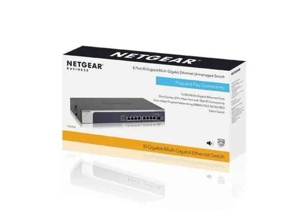 NETGEAR 8-Port 10-Gigabit Multi-Gigabit Unmanaged Switch - 7 Copper Ports, 1 SFP+ Combo Port - XS508M-100EUS