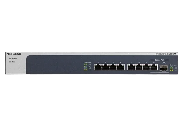 NETGEAR 8-Port 10-Gigabit Multi-Gigabit Unmanaged Switch - 7 Copper Ports, 1 SFP+ Combo Port - XS508M-100EUS