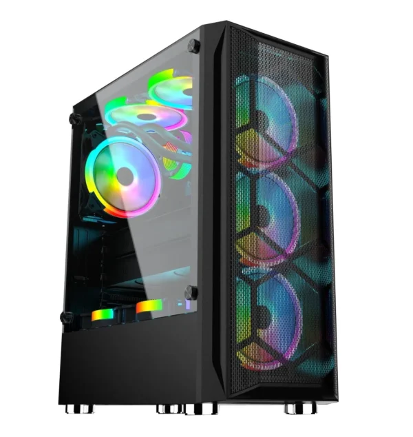 COOLMAN AURORA ATX Mid-Tower Gaming Case with 3x 120mm RGB Fans (Black / White) | COOLMAN AURORA W/ 3PCS RGB FANS