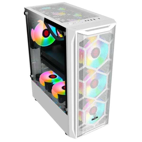 COOLMAN AURORA ATX Mid-Tower Gaming Case with 3x 120mm RGB Fans (Black / White) | COOLMAN AURORA W/ 3PCS RGB FANS