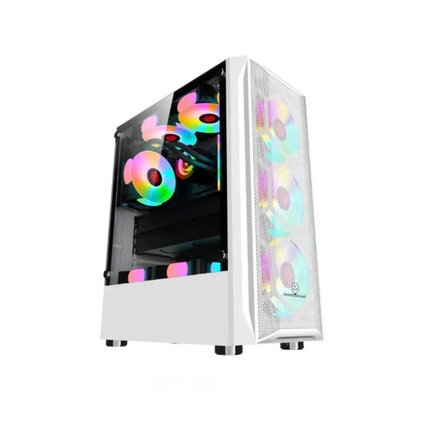 COOLMAN AURORA ATX Mid-Tower Gaming Case with 3x 120mm RGB Fans (Black / White) | COOLMAN AURORA W/ 3PCS RGB FANS