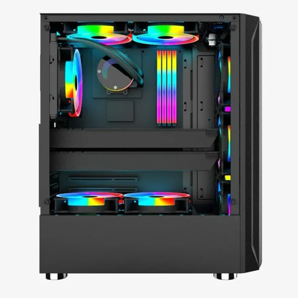 COOLMAN AURORA ATX Mid-Tower Gaming Case with 3x 120mm RGB Fans (Black / White) | COOLMAN AURORA W/ 3PCS RGB FANS