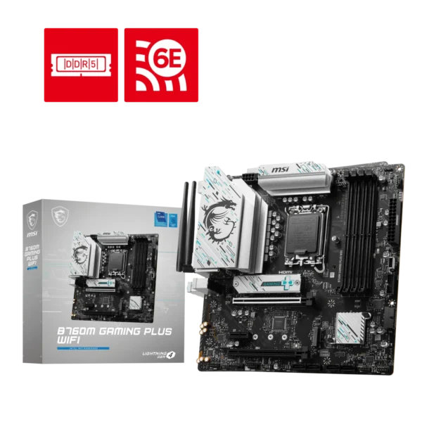product_1697770219f31a9d623d8f4bf915eae1ce1891b12e MSI - B760M GAMING PLUS WIFI Intel LGA 1700 Micro-ATX DDR5 Motherboard - B760M GAMING PLUS WIFI