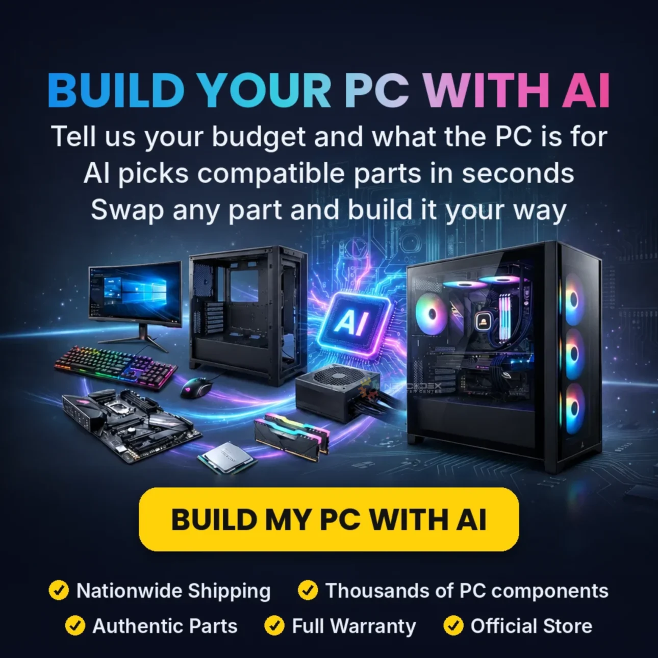 Netcodex custom PC builder – choose compatible PC components and build your own desktop