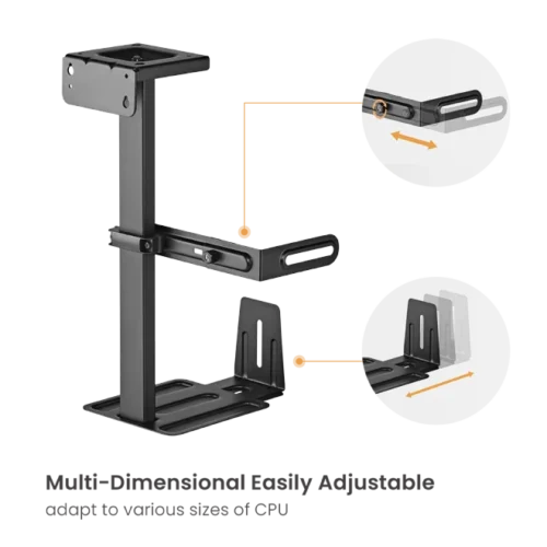 BRATECK Under Desk CPU Mount 30kg Capacity 360-Degree Swivel - Brateck-CPB-25 Black