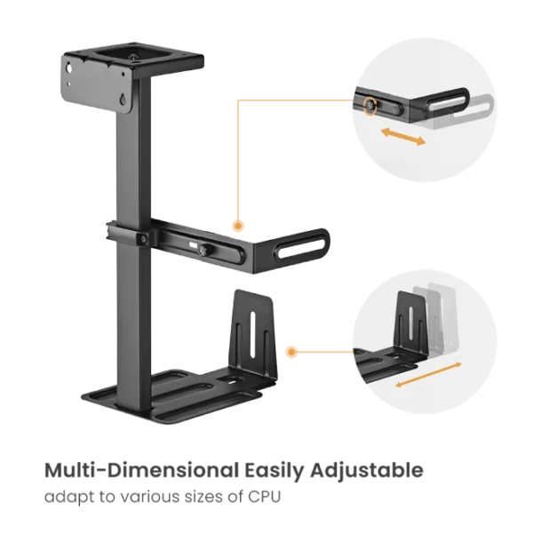 63a55f2c327ffa0002f77bdb BRATECK Under Desk CPU Mount 30kg Capacity 360-Degree Swivel - Brateck-CPB-25 Black