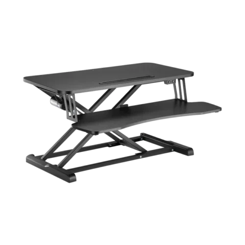 Brateck Cost Effective Electric X Lift Sit Stand Desk Converter Workstation Black - Brateck-DWS15-01E