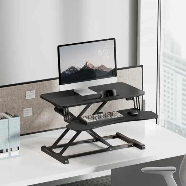 645312b0327ffa0002fd25f1 Brateck Cost Effective Electric X Lift Sit Stand Desk Converter Workstation Black - Brateck-DWS15-01E