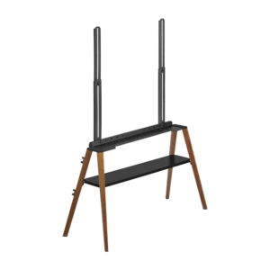 Brateck Danish Style Studio TV Floor Stand with Storage Shelf for 49 to 75 Inch TVs Walnut and Black - Brateck-FS36-46F-02