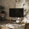 69fed65ac1126e653fb314e2 Brateck Danish Style Studio TV Floor Stand with Storage Shelf for 49 to 75 Inch TVs Walnut and Black - Brateck-FS36-46F-02