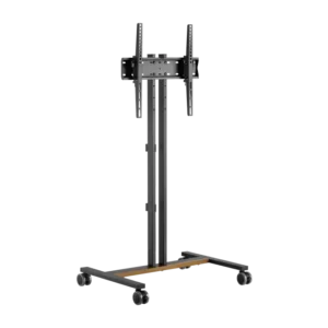 Brateck Compact Mobile TV Cart Floor Stand for 34 to 55 Inch Flat and Curved TVs with Casters and Wood Accents - Brateck-FS47-44T-01W