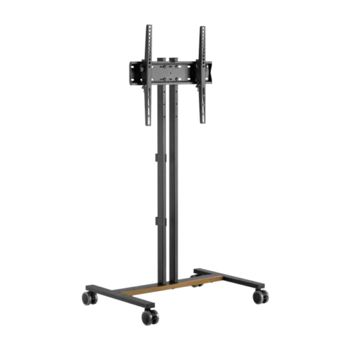 Brateck Compact Mobile TV Cart Floor Stand for 34 to 55 Inch Flat and Curved TVs with Casters and Wood Accents - Brateck-FS47-44T-01W