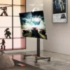 69fed822a41b3848d7b31e21 Brateck Compact Mobile TV Cart Floor Stand for 34 to 55 Inch Flat and Curved TVs with Casters and Wood Accents - Brateck-FS47-44T-01W