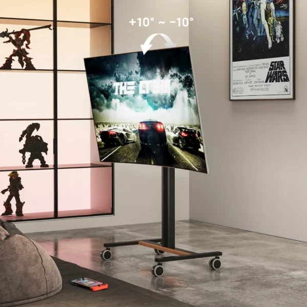 69fed822a41b3848d7b31e21 Brateck Compact Mobile TV Cart Floor Stand for 34 to 55 Inch Flat and Curved TVs with Casters and Wood Accents - Brateck-FS47-44T-01W