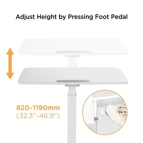 62f6546c327ffa0002aba981 BRATECK Height Adjustable Mobile Sit-Stand Workstation with Tiltable Desktop 8kg Capacity - Brateck-FWS07-1-KP01