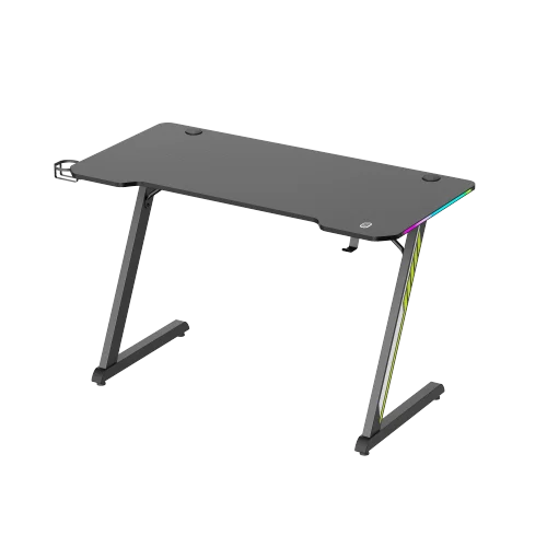 6729781d415685d361c13dda BRATECK Economy Stylish Gaming Desk with RGB Lighting - 1200x600mm Z-Shaped, 75kg Capacity, Black - Brateck-GMD02E-2 Black