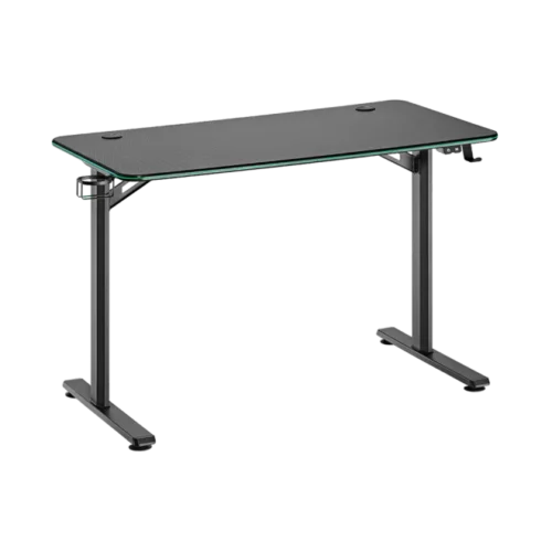 BRATECK RGB Lighting Edges Gaming Desk - 1130x600mm Textured Surface, Cold Rolled Steel Frame, Black - Brateck-GMD08-1