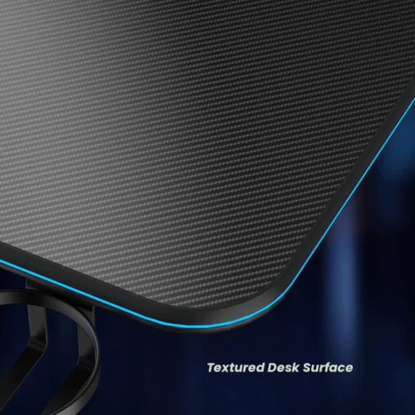 6343c368327ffa000293ae5a BRATECK RGB Lighting Edges Gaming Desk - 1130x600mm Textured Surface, Cold Rolled Steel Frame, Black - Brateck-GMD08-1