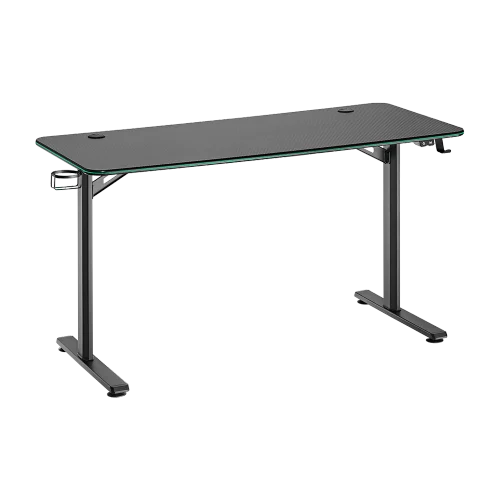 BRATECK RGB Lighting Edges Gaming Desk Big - 1360x600mm Textured Surface, Cold Rolled Steel Frame, Black - Brateck-GMD08-2