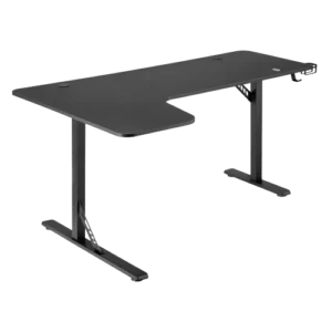 67d0df4b1d275cf5e4264719 BRATECK L-Shaped Gaming Desk with RGB Lighting - 1600x1000mm Textured Surface, 100kg Capacity, Black - Brateck-GMD09-1 Black