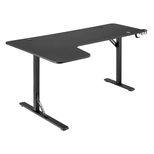 BRATECK L-Shaped Gaming Desk with RGB Lighting - 1600x1000mm Textured Surface, 100kg Capacity, Black - Brateck-GMD09-1 Black