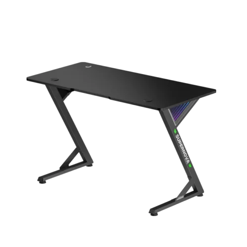 BRATECK InfinityGlow Gaming Desk Standard Surface - 1200x600mm Z-Shaped, 75kg Capacity, Black - Brateck-GMD14-1 Black