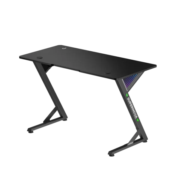 66d588cc64410726a2d2ad03 BRATECK InfinityGlow Gaming Desk Standard Surface - 1200x600mm Z-Shaped, 75kg Capacity, Black - Brateck-GMD14-1 Black