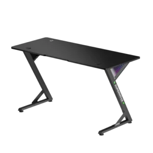66d588fd64410726a2d2ad14 BRATECK InfinityGlow Large Surface Gaming Desk with RGB Lighting - 1360x600mm, Z-Shaped, Black - Brateck-GMD14-2 Black