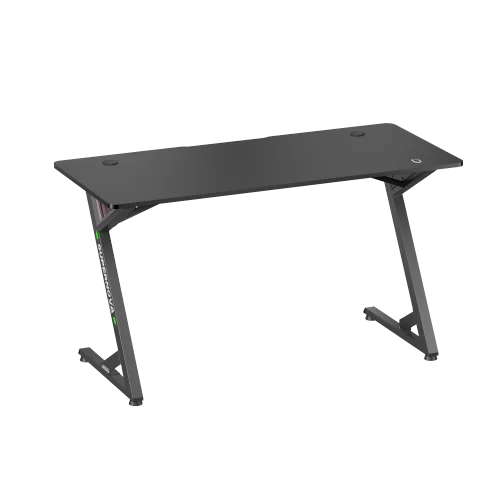 66d588fc64410726a2d2ad12 BRATECK InfinityGlow Large Surface Gaming Desk with RGB Lighting - 1360x600mm, Z-Shaped, Black - Brateck-GMD14-2 Black
