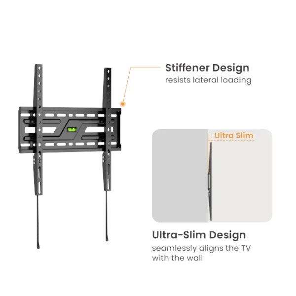 669e0b78327ffa0002deeeab BRATECK Compact Fixed TV Wall Mount - 32-75 Inch - 75kg Capacity - Brateck-KL38-44F