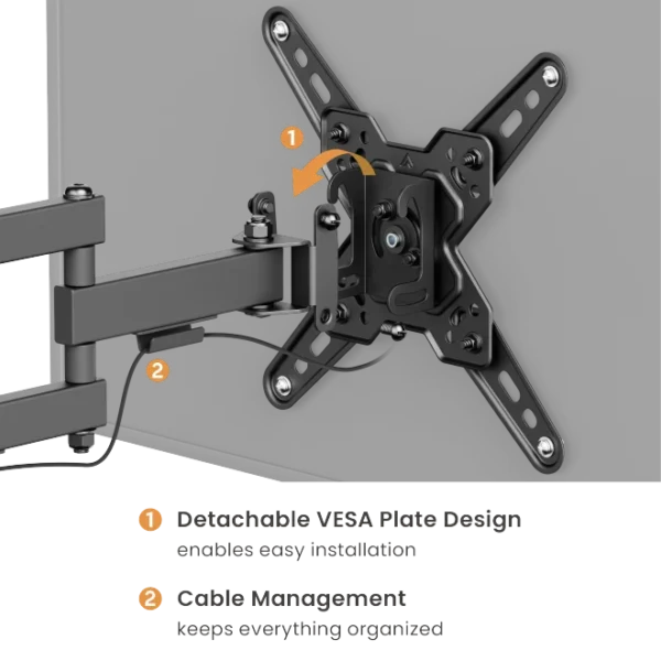 65a6384a327ffa00028c6cba BRATECK Economy Full-Motion TV Wall Mount - 13-43 Inch - 3 Arm VESA 200x200 - Brateck-LDA40-223