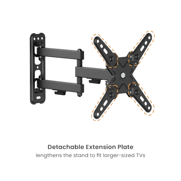 65a6384d327ffa00028c6cbc BRATECK Economy Full-Motion TV Wall Mount - 13-43 Inch - 3 Arm VESA 200x200 - Brateck-LDA40-223