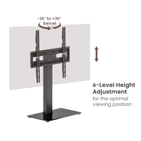6731b37b1320804bf0d8b563 Brateck Basic Tabletop TV Stand for 32 to 65 Inch Flat and Curved TVs with Swivel and Glass Base - Brateck-LDT03-28M