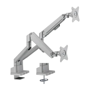 BRATECK Thin Gas Spring Dual Monitor Arm Desk Mount for 17-32 Inch Screens Matte Silver - LDT62-C024
