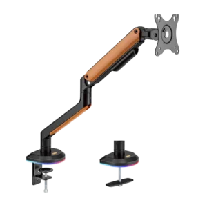 62fd9cb8327ffa00024f440c BRATECK Elemental Gaming Monitor Arm with RGB Lighting - Fits 17"-32" Flat/Curved Monitors, Matte Black & Orange - Brateck-LDT63-C012GL Orange